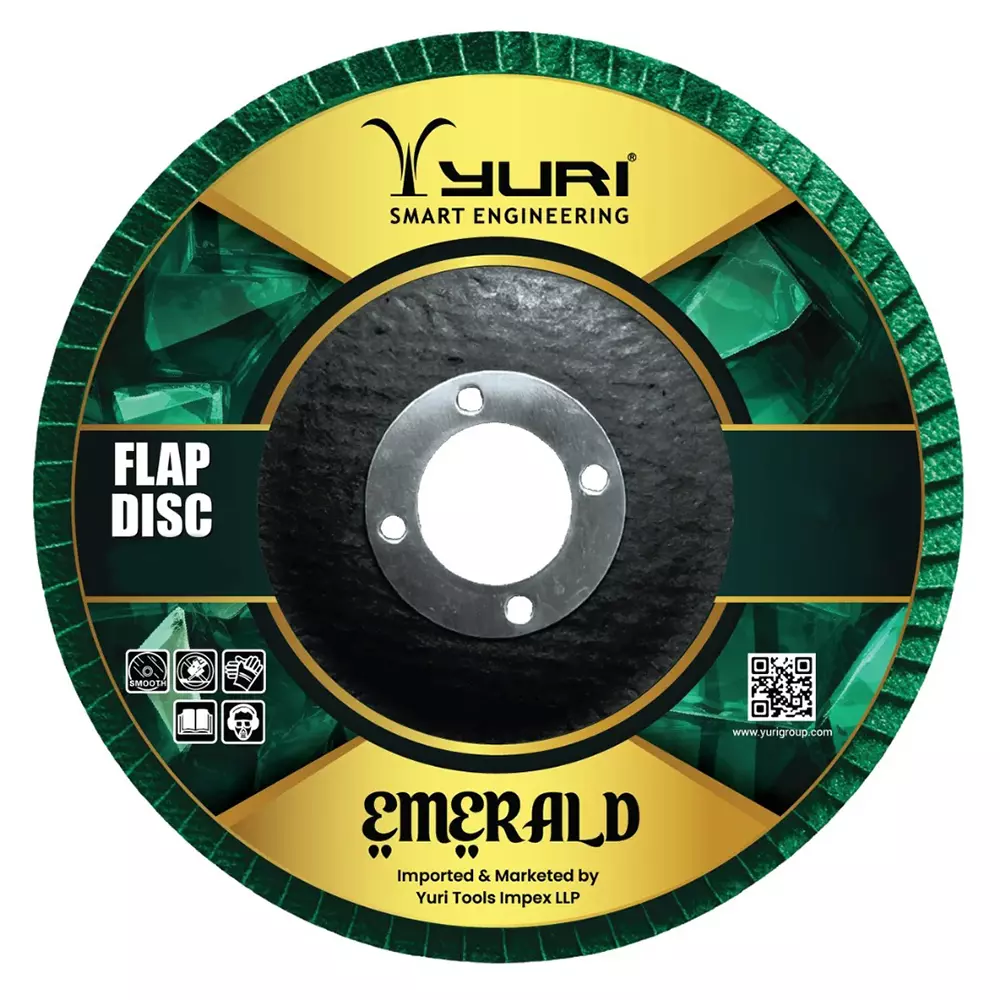 YURI Emerald Flap Disc 36 Grit 100 mm Dia and 16 mm Bore Size, A36