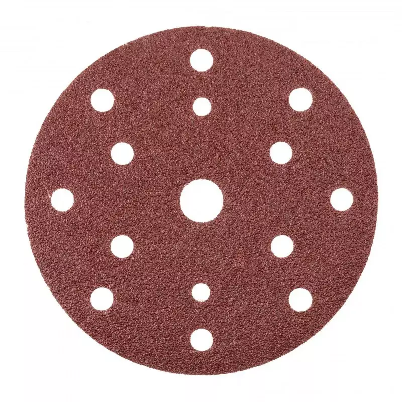 Hogert Technik Abrasive Disc Made of Aluminium Oxide with 15 Holes, 6 inch (150 mm) Diameter and G40 Grit in Brown Color, HT8D130 (Pack of 5)
