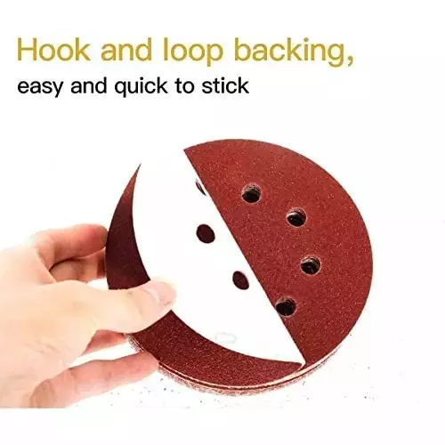 Oriental 5 inch (125 mm), Grit Size 60 Aluminium Silicate Adhesive Sanding Disc with 8 Holes for Orbital Sander (Pack of 40 Pcs)