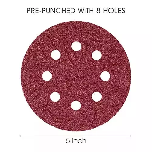 Oriental 5 inch (125 mm), Grit Size 3000 Aluminium Silicate Adhesive Sanding Disc with 8 Holes for Orbital Sander (Pack of 10 Pcs)