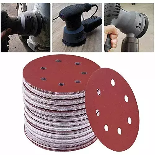 Oriental 5 inch (125 mm), Grit Size 1500 Aluminium Silicate Adhesive Sanding Disc with 8 Holes for Orbital Sander (Pack of 10 Pcs)
