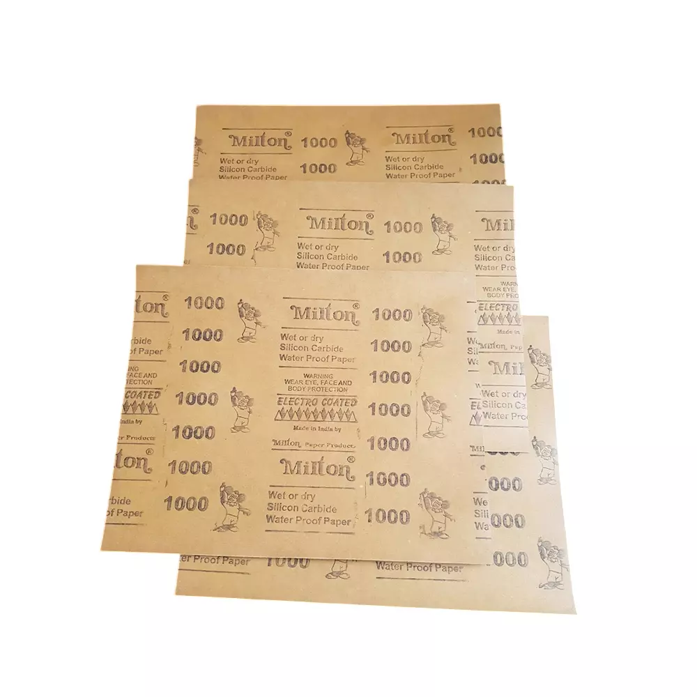 Milton Sand Paper Sheets Silicone Carbide 1000 Grit Size 4 Inch (100 mm) Size Electro Coated Black for Industrial Use, (Pack of 50 m Roll)