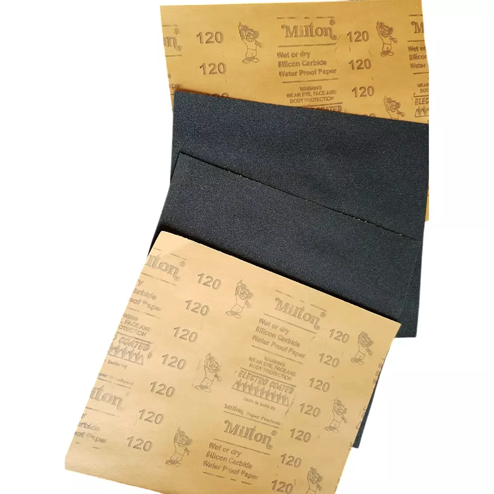Milton Sand Paper Sheets Silicone Carbide 120 Grit Size 4 Inch (100 mm) Size Electro Coated Black for Industrial Use, (Pack of 50 m Roll)