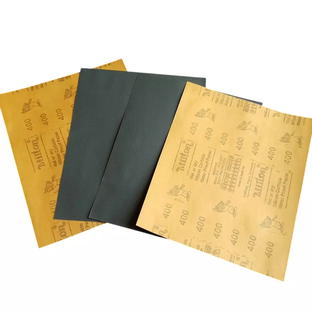 Milton Sand Paper Sheets Silicone Carbide 400 Grit Size 4 Inch (100 mm) Size Electro Coated Black for Industrial Use, (Pack of 50 m Roll)