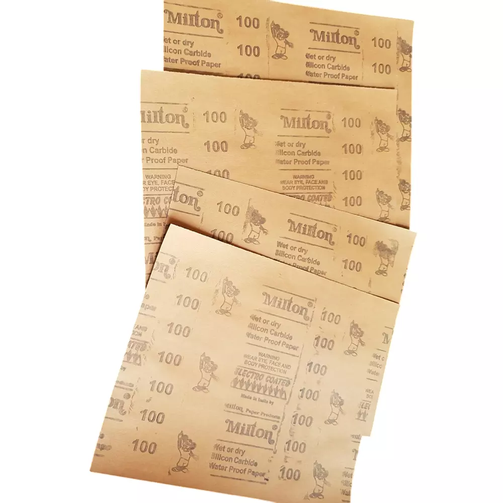 Milton Sand Paper Sheets Silicone Carbide 100 Grit Size 4 Inch (100 mm) Size Electro Coated Black for Industrial Use, (Pack of 50 m Roll)