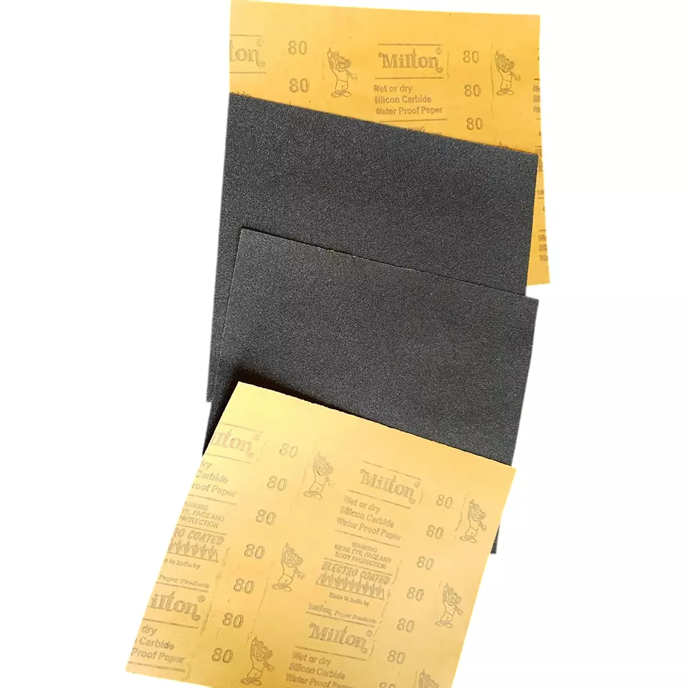 Milton Sand Paper Sheets Silicone Carbide 80 Grit Size 4 Inch (100 mm) Size Electro Coated Black for Industrial Use, (Pack of 50 m Roll)