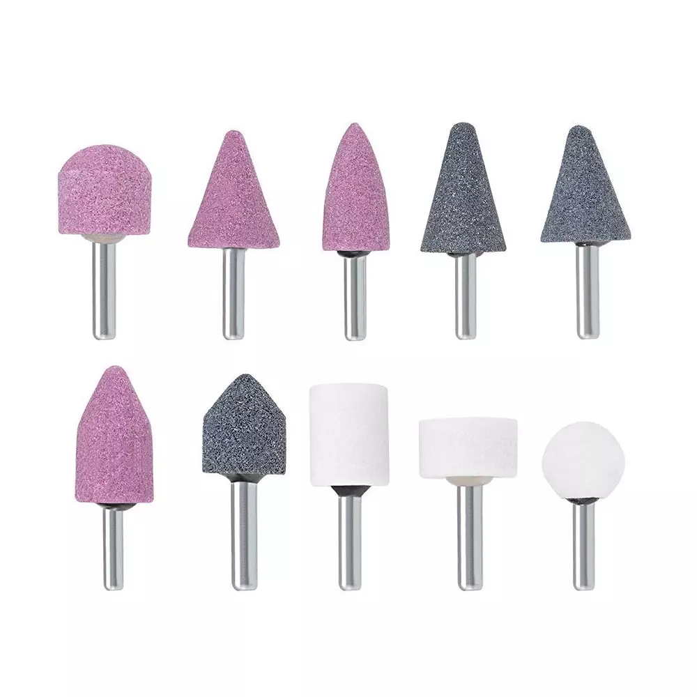 YADAV 10 Pcs Mounted Stone Point Abrasive Grinding Wheels Bit Set 6 mm Dia Shank for Rotary Tools
