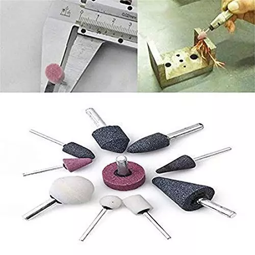 YADAV 10 Pcs Mounted Stone Point Abrasive Grinding Wheels Bit Set 6 mm Dia Shank for Rotary Tools