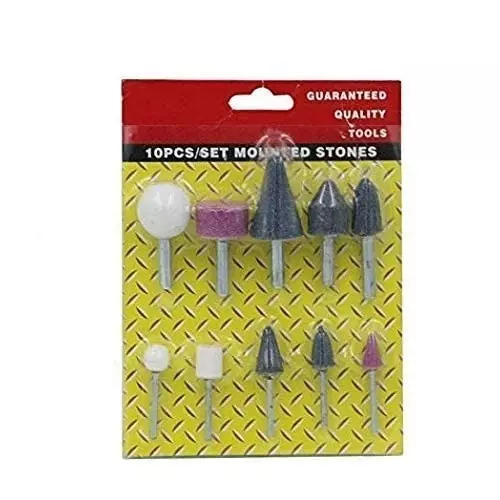 YADAV 10 Pcs Mounted Stone Point Abrasive Grinding Wheels Bit Set 6 mm Dia Shank for Rotary Tools