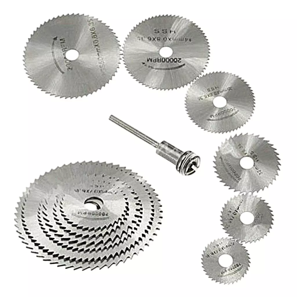 Tools Shop HSS Circular Cutter Cutting Saw Blade Discs Mandrel for Dremel Rotary Tool 6.35 mm Hole Diameter (Set of 7)
