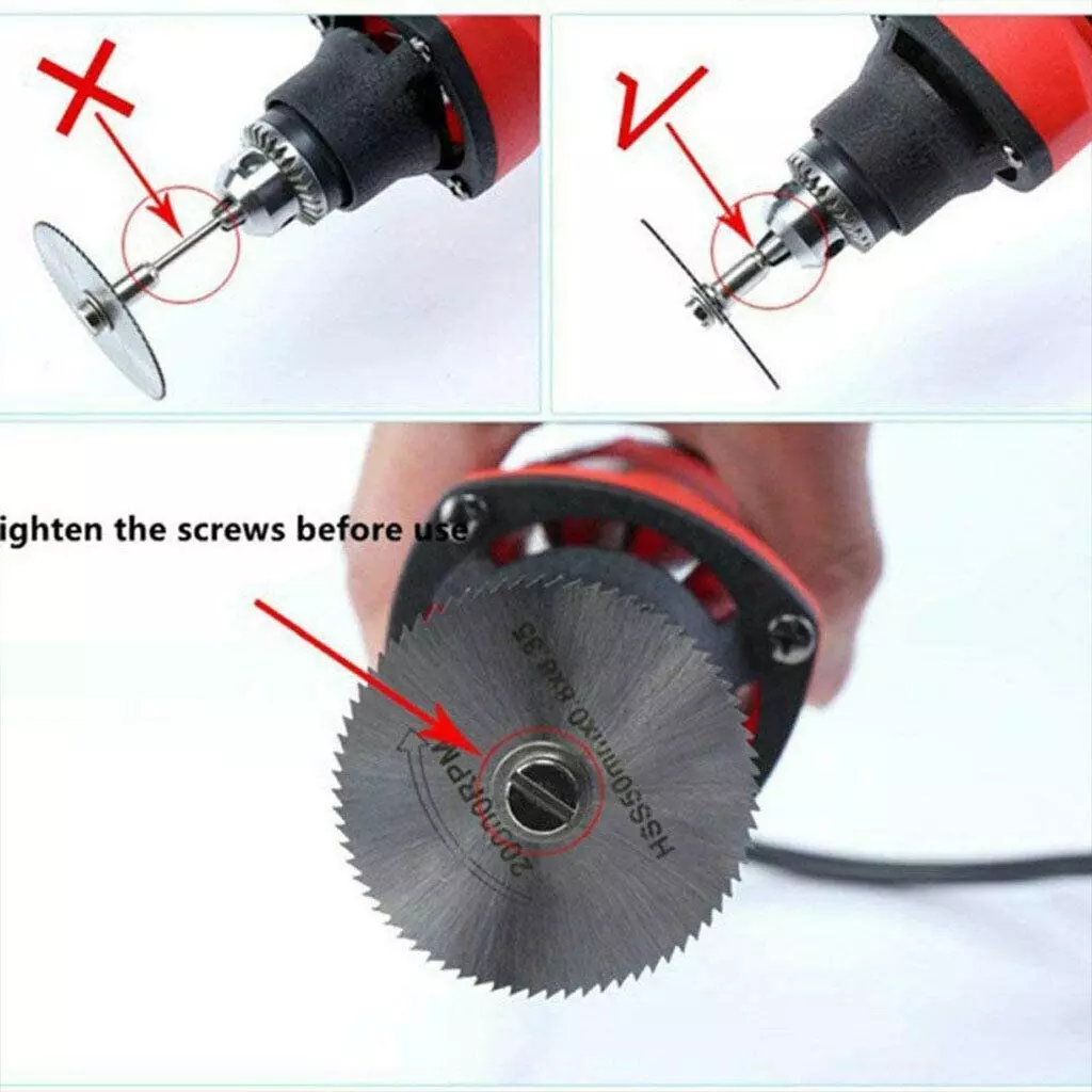 Tools Shop HSS Circular Cutter Cutting Saw Blade Discs Mandrel for Dremel Rotary Tool 6.35 mm Hole Diameter (Set of 7)