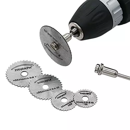 Tools Shop 6 Pcs HSS Circular Wood Cutting Saw Blades with Mandrel Tools for Rotary Drill