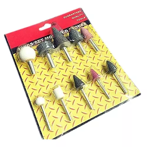 ATOZSHOP11 Mounted Stone Point Abrasive Grinding Wheels Bit Set 120 Grit for Dremel Rotary (Set of 10)