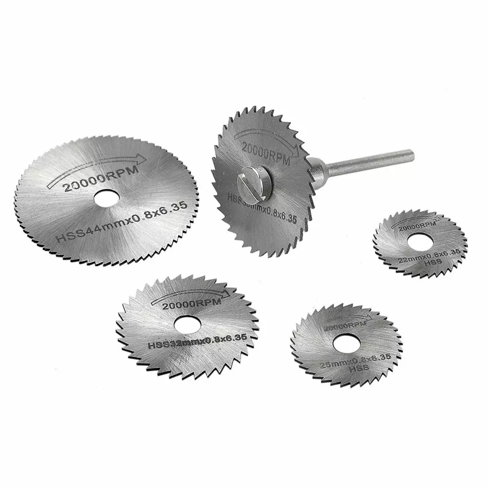 GENERIC 6 Pcs HSS Circular Saw Blade Set for Metal with 3 mm Shank 22 to 44 mm Diameter and Max Speed 20,000 RPM)