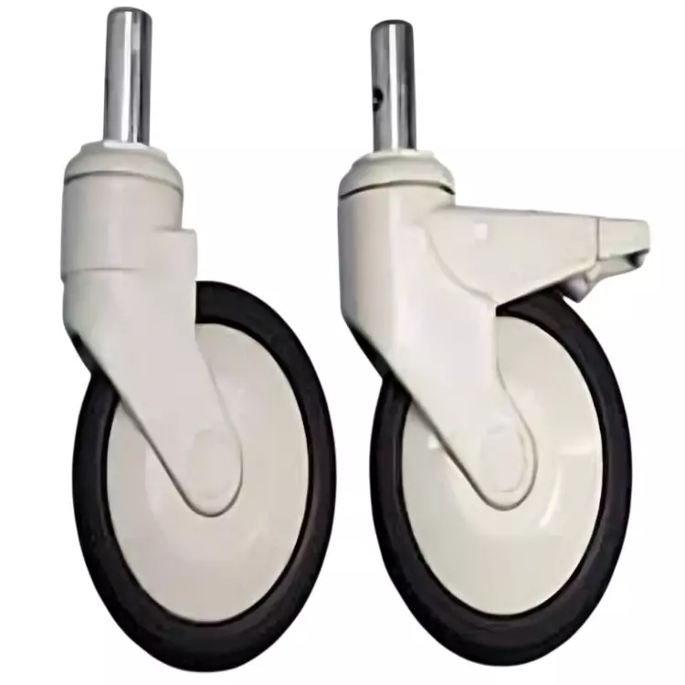 BRUSH HOUSE Hospital Bed Caster Wheels With Brake ABS & Mild Steel Body, 100-125 mm Diameter and 300 Kg Load Capacity (Pack of 2)