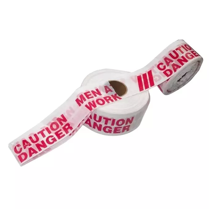 BRUSH HOUSE Caution Tape White and Red PVC Body, 130 m Length x 3 inch (75 mm) Width for Barricading