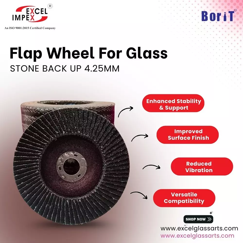 Borit Flap Wheel For Glass Stone Back Up 80 Grit 16 mm (0.62 inch) Bore Size