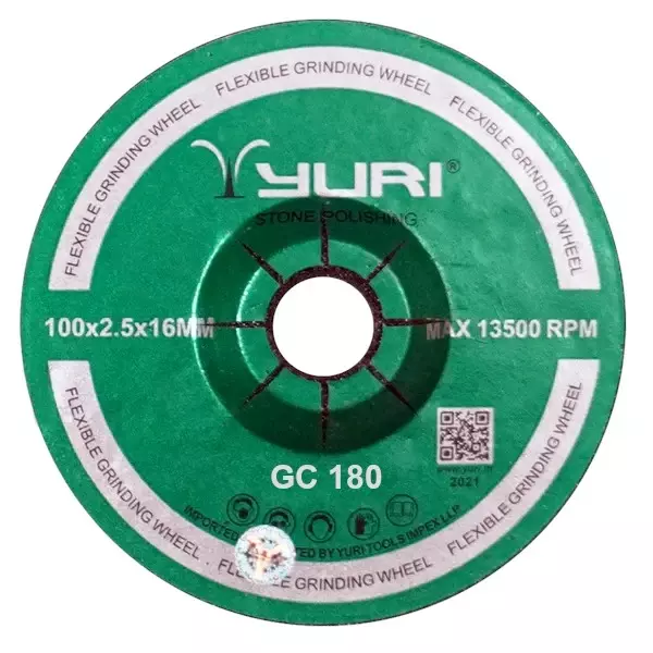 Yuri Gold Grinding Wheel Aluminium Oxide 4 Inch (100 mm) Diameter x 16 mm Bore Size x 2.5 mm Thickness and GC 180 Grit (Pack of 5)