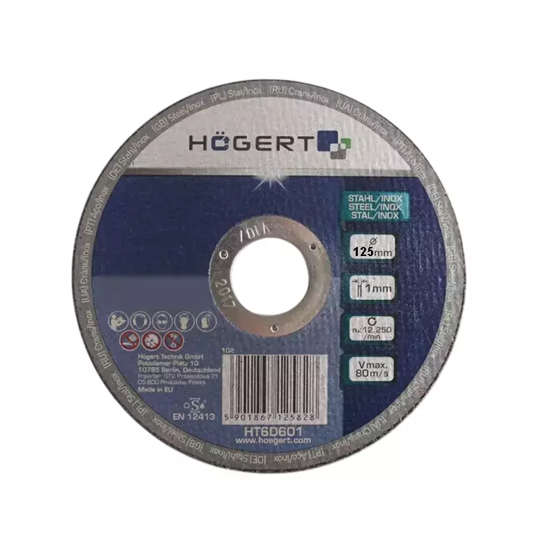 Hogert Technik Grinding Wheel Corundum Aluminium Oxide 125 mm Diameter x 22.23 mm Bore Size, HT6D602