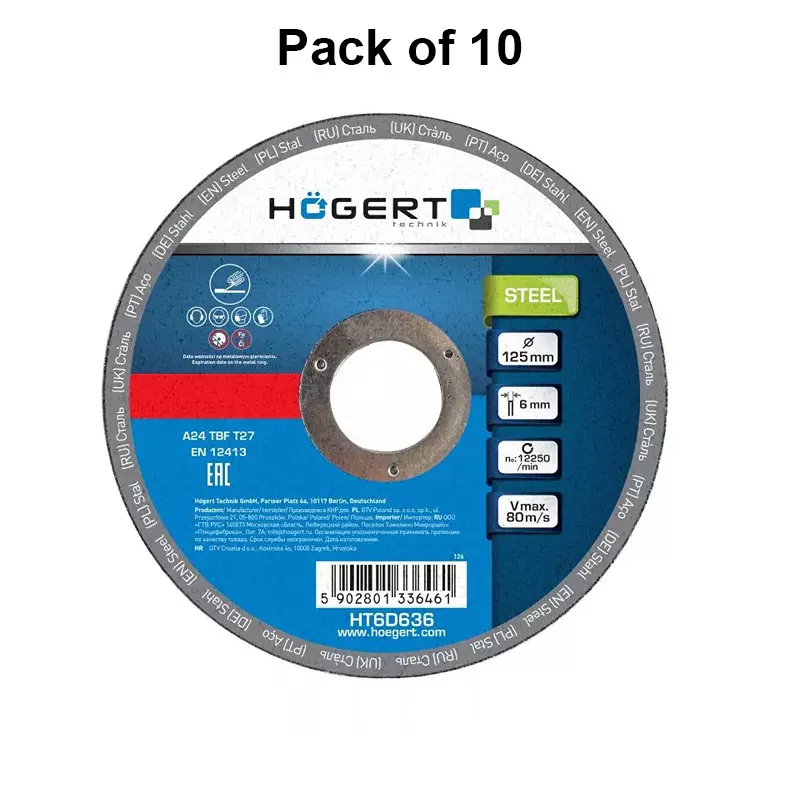 hogert-technik-grinding-wheel-corundum-aluminium-oxide-125-mm-diameter-x-2223-mm-bore-size-ht6d636-pack-of-10