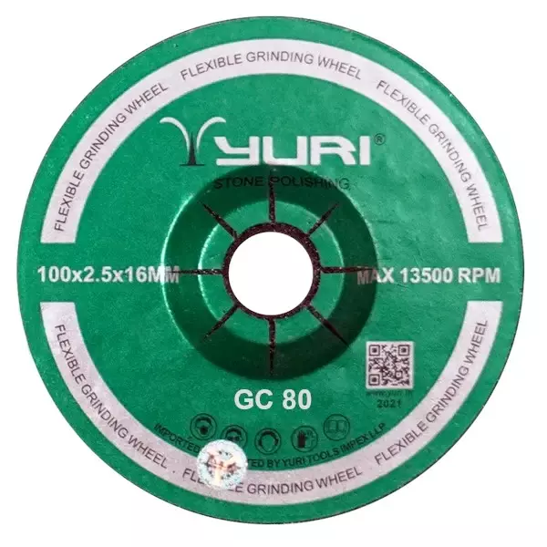 Yuri Gold Grinding Wheel Aluminium Oxide 4 Inch (100 mm) Diameter x 16 mm Bore Size x 2.5 mm Thickness and GC 80 Grit (Pack of 5)