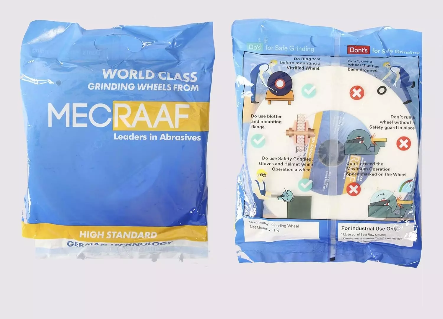 MECRAAF Bench Grinding Wheel Aluminum Oxide 150 mm (6 inch) Diameter 31.75 mm (1.25 inch) Bore Size 60 Grit, White