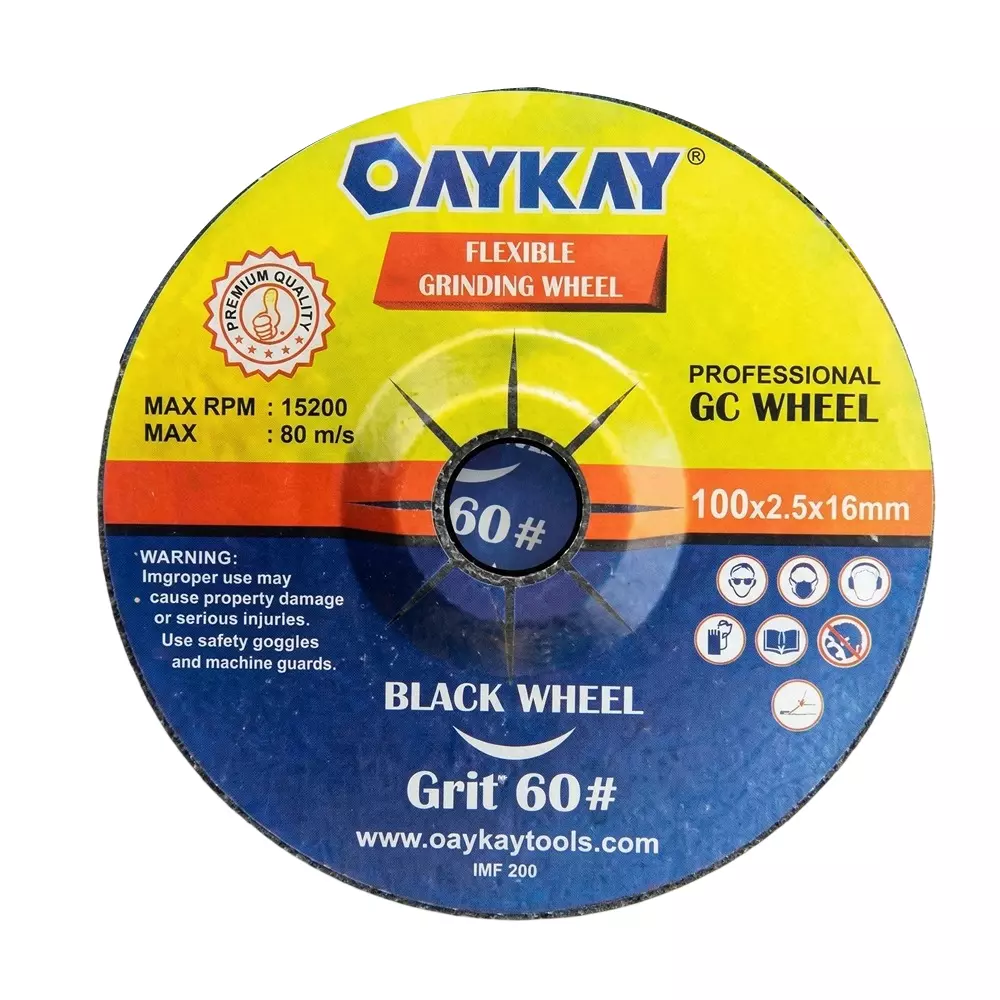 OAYKAY GC Grinding Wheel 4 inch (100 mm) Diameter, 60 Grit and Silicon Carbide Material, Black Color for Stone Moulding, 5014.27 (Pack of 30)