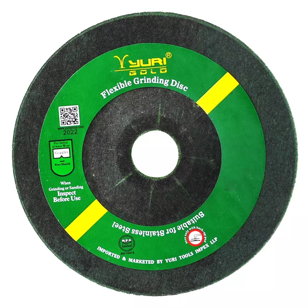 YURI Gold Flexible Grinding Wheel Green 60 Grit 120 mm Dia and 3 mm Thickness, WA60