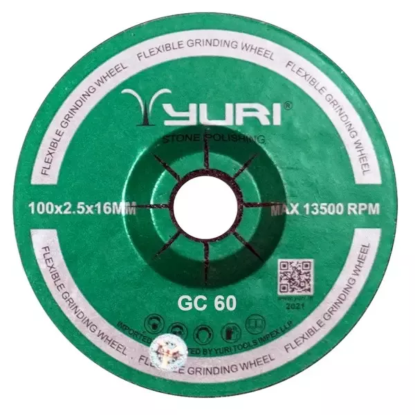 Yuri Gold Grinding Wheel Aluminium Oxide 4 Inch (100 mm) Diameter x 16 mm Bore Size x 2.5 mm Thickness and GC 60 Grit (Pack of 5)