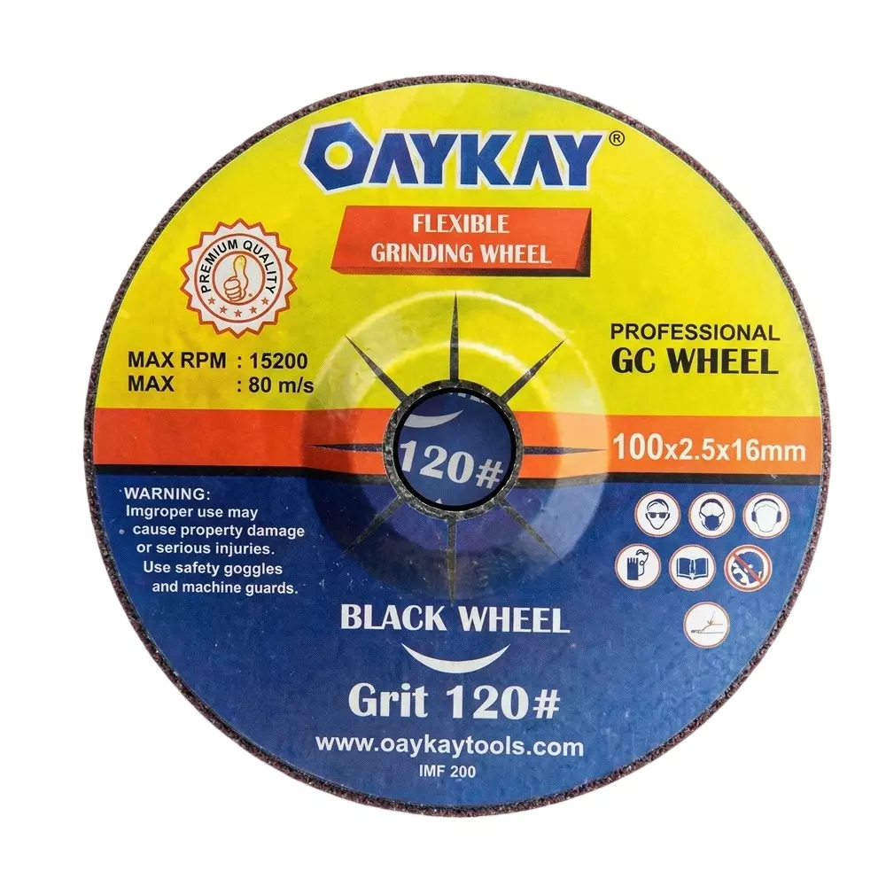 OAYKAY GC Grinding Wheel 4 inch (100 mm) Diameter, 120 Grit and Silicon Carbide Material, Black Color for Stone Moulding, 5014.29 (Pack of 30)