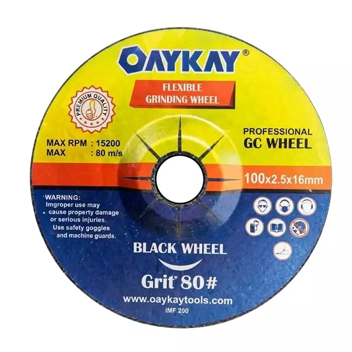 OAYKAY GC Grinding Wheel 4 inch (100 mm) Diameter, 80 Grit and Silicon Carbide Material, Black Color for Stone Moulding, 5014.28 (Pack of 30)