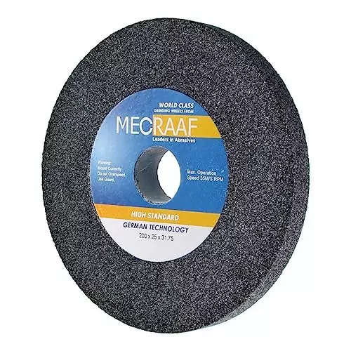 MECRAAF Bench Grinding Wheel Aluminum Oxide 200 mm Dia. and A36 (Medium) Grit Black, 8X1 A36