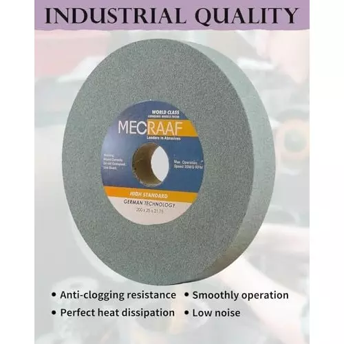 MECRAAF Bench Grinding Wheel Green Silicon 200 mm Dia. and 120 Grit Green, 8X1 GC120