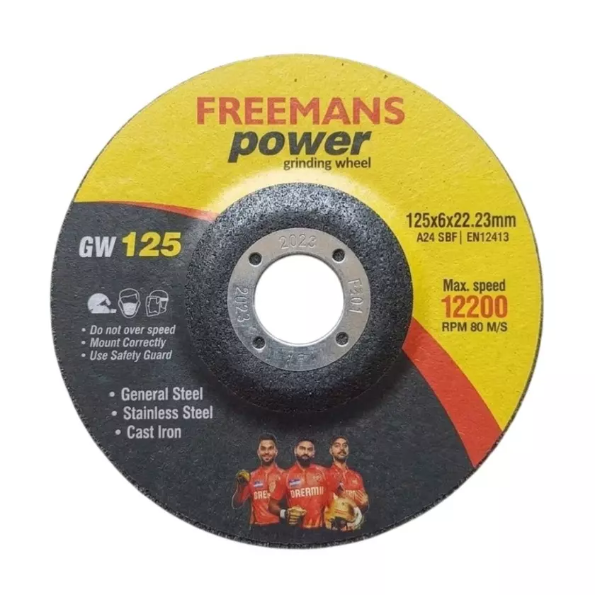 Freemans 125 mm (5 Inch) Black Aluminum Oxide A24RBF Grinding Wheel, GW125 (Pack of 25)