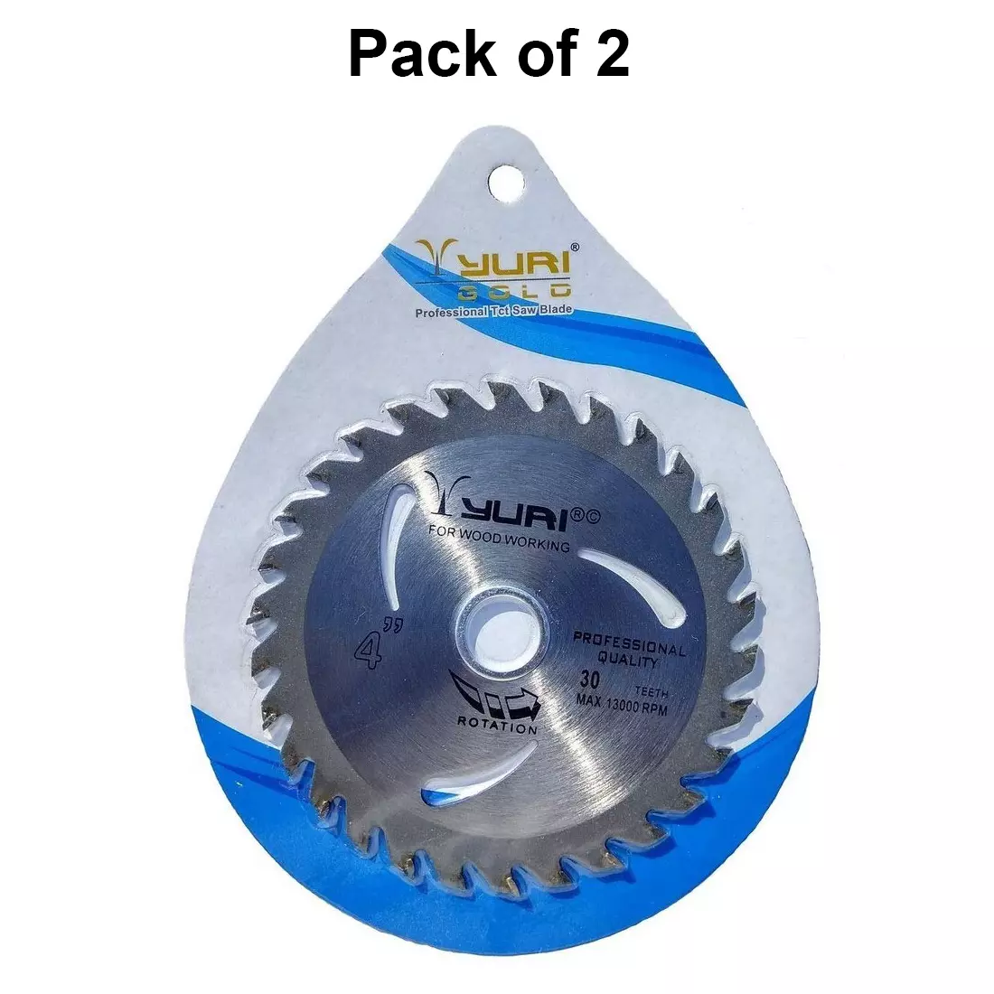 Yuri Gold TCT Circular Saw Blade 4 inch (100 mm) Diameter x 20 mm Bore Size x 1.4 mm Thickness x 30 Teeth for Wood (Pack of 2)