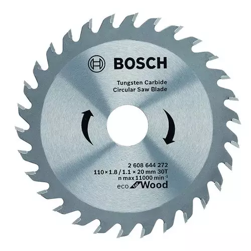 Bosch Tungsten Carbide Circular Saw Blade 110 mm Diameter x 20 mm Bore x 1.8 mm Thickness for Wood Cutting, 2608644272