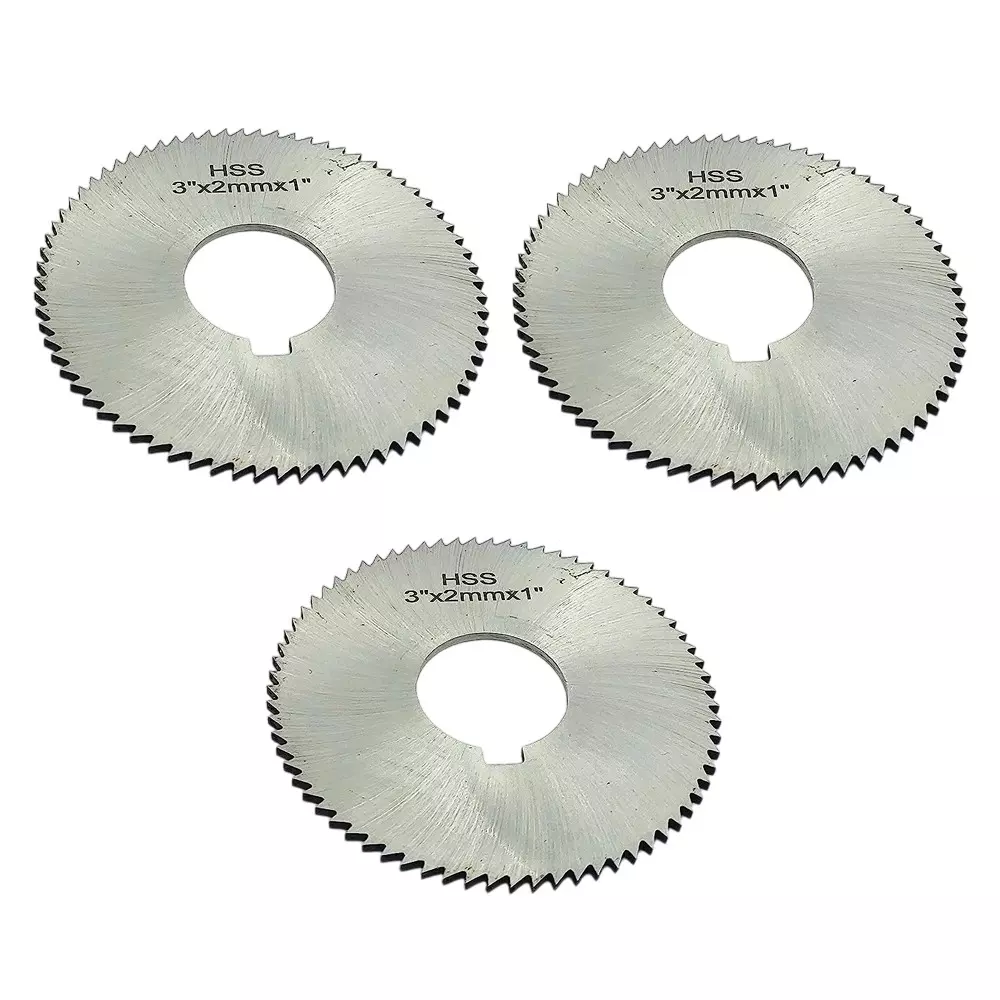 A.D INTERNATIONAL HSS M2 Slitting Saw 3 inch (75 mm) Diameter x 1 inch (25.4 mm) Bore Size x 2 mm Thickness with Keyway Hole, PM-5VOW-56CF (Set of 3)