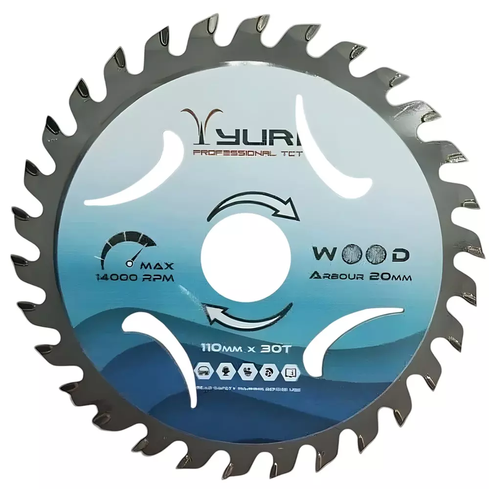 Yuri Professional TCT Circular Saw Blade 4 inch (110 mm) Diameter x 20 mm Bore Size x 1.0 mm Thickness x 30 Teeth for Wood