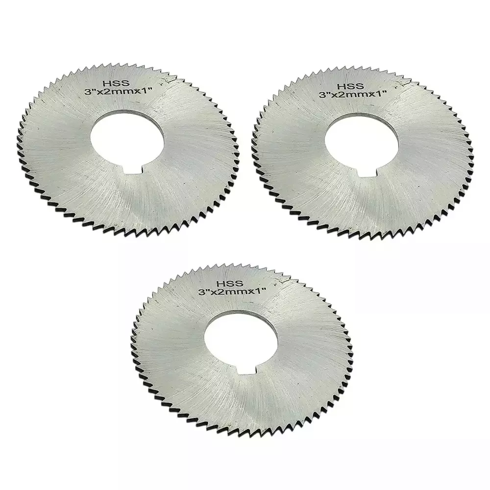 Buyohlic International HSS M2 Slitting Saw 4 inch (100 mm) Diameter x 1 inch (25.4 mm) Bore Size x 2 mm Thickness with Keyway Hole, 9V-K2TY-FJT2 (Set of 3)