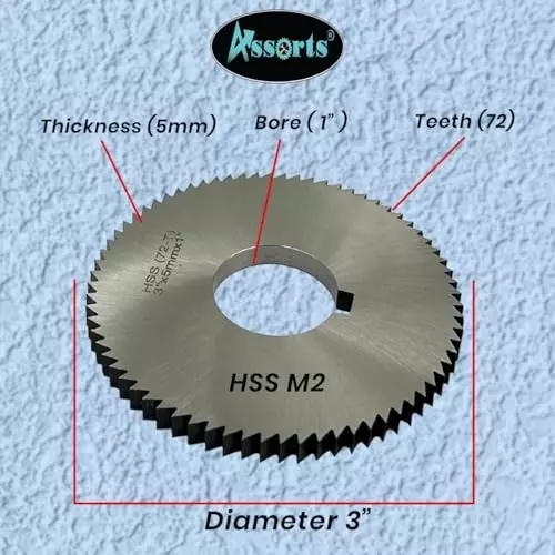 Assorts Keyway Hole Slitting Saw Cutting Blade High Speed Steel 72 TPI 75 mm OD 5 mm Thickness (Pack of 3)