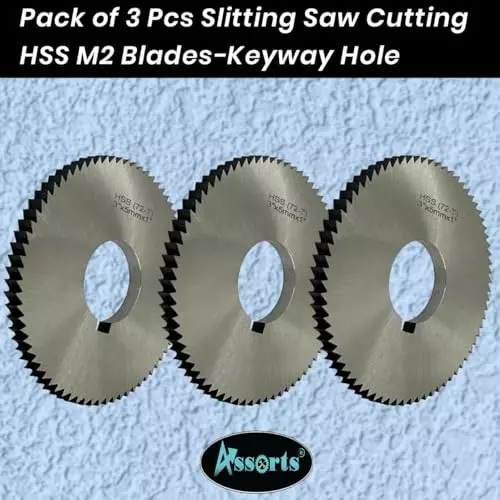 Assorts Keyway Hole Slitting Saw Cutting Blade High Speed Steel 72 TPI 75 mm OD 5 mm Thickness (Pack of 3)