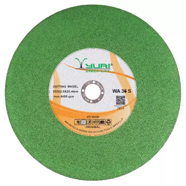 Yuri Greenline Cutting Wheel 355 mm Diameter x 25.4 mm Bore Size x 2.5 mm Thickness, Green Color (Pack of 25)
