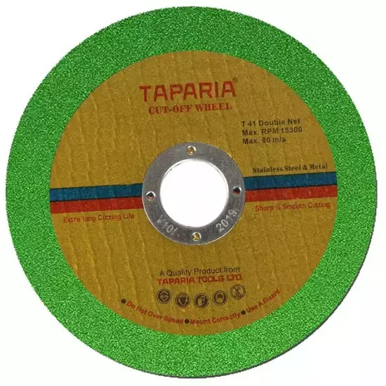 Taparia Silver Series Cut Off Wheel 4 inch (105 mm) Diameter x 16.4 mm Bore Size x 1.0 mm Thickness, 2 Net and Green Color, COWS 2GR 04