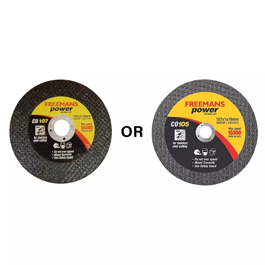 Freemans 4 inch/107 mm Metal and Stainless Steel Cutting Black Cut-Off Wheel Power Series, CO105/CO107 (Pack of 50)