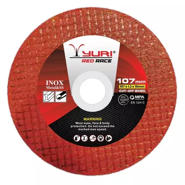 Yuri Red Race Cutting Wheel 1 Net 107 mm Diameter x 16 mm Bore Size x 1.2 mm Thickness, Red Color (Pack of 25)