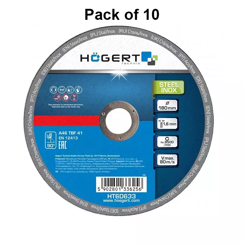hogert-technik-cutting-wheel-corundum-aluminium-oxide-180-mm-diameter-x-2223-mm-bore-size-ht6d633-pack-of-10