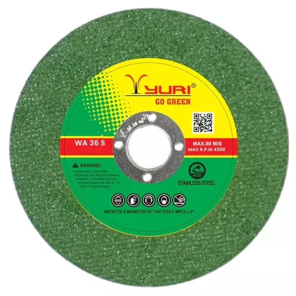 Yuri Go Green Cutting Wheel 1 Net 107 mm Diameter x 16 mm Bore Size x 1.0 mm Thickness, Green Color (Pack of 25)