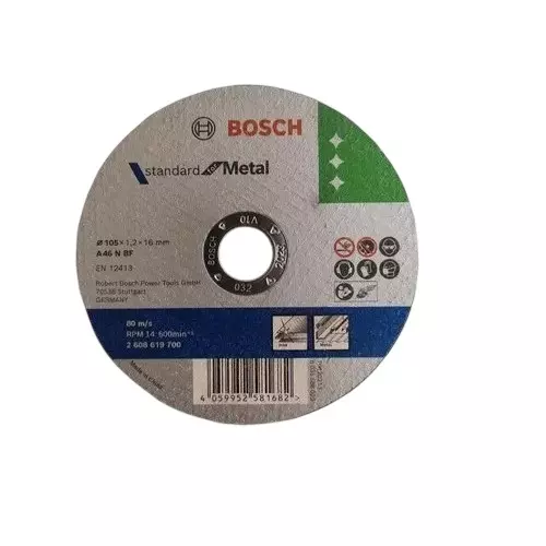 Bosch Cutting Disc 4 inch (105 mm) Diameter x 16 mm Bore Size x 1.2 mm Thickness for Metal Cutting, 2608619700