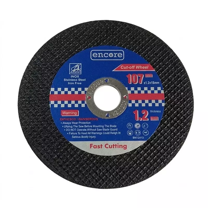 Encore Double Net Cutting Disc 107 mm Wheel Diameter 16 mm Bore Size 1.2 mm Thickness Black for Industrial Use (Pack of 600 Pcs)