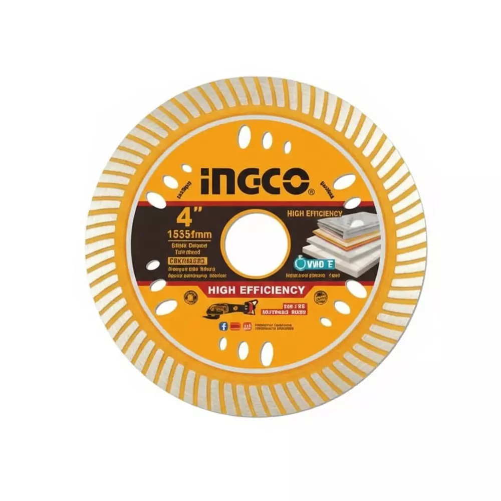 Ingco Ultrathin Diamond Disc 105 mm (4 inch) Size 1.6 mm Thickness For Lithium-ion Angle Grinder 75 Cr1, DMD061051